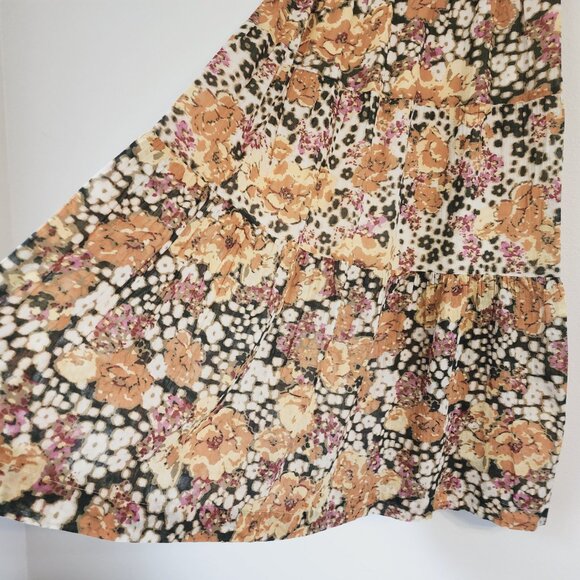 Ba&Sh Diary Printed Tiered Floral Midi Skirt Sz M/ 6US Yellow 100%Cotton Classic - Picture 10 of 15